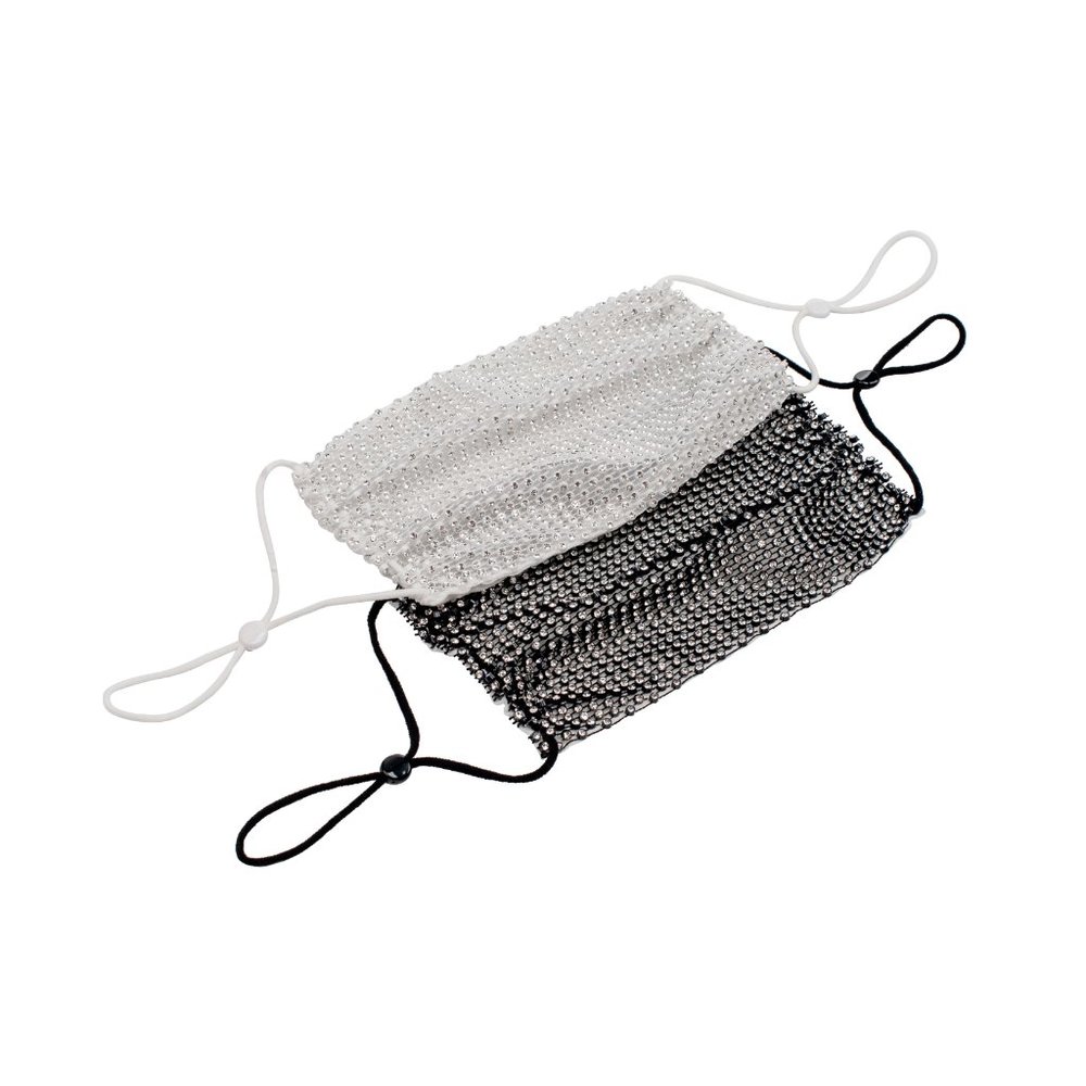Rhinestone Face Masks - Black & White - 2 pcs